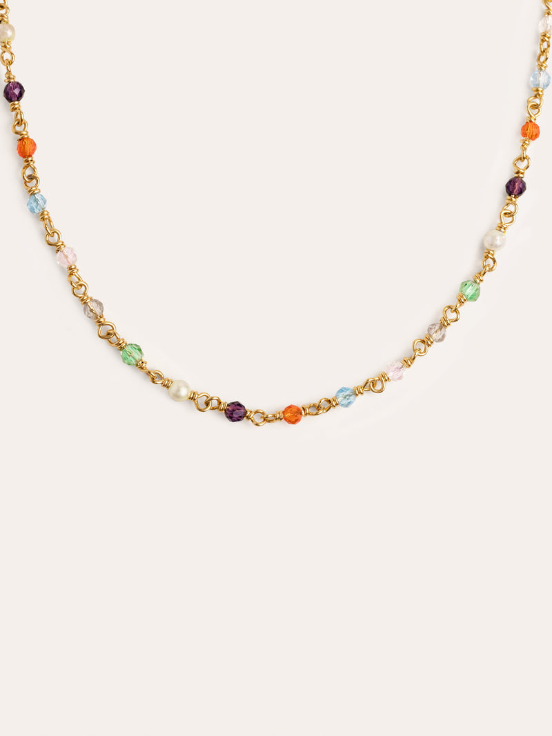 Mini Crystals Colors Gold Necklace