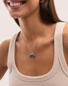 Collar Mini Moon Azul Acero Baño Oro