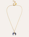 Collar Mini Moon Azul Acero Baño Oro