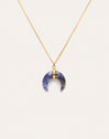 Collar Mini Moon Azul Acero Baño Oro