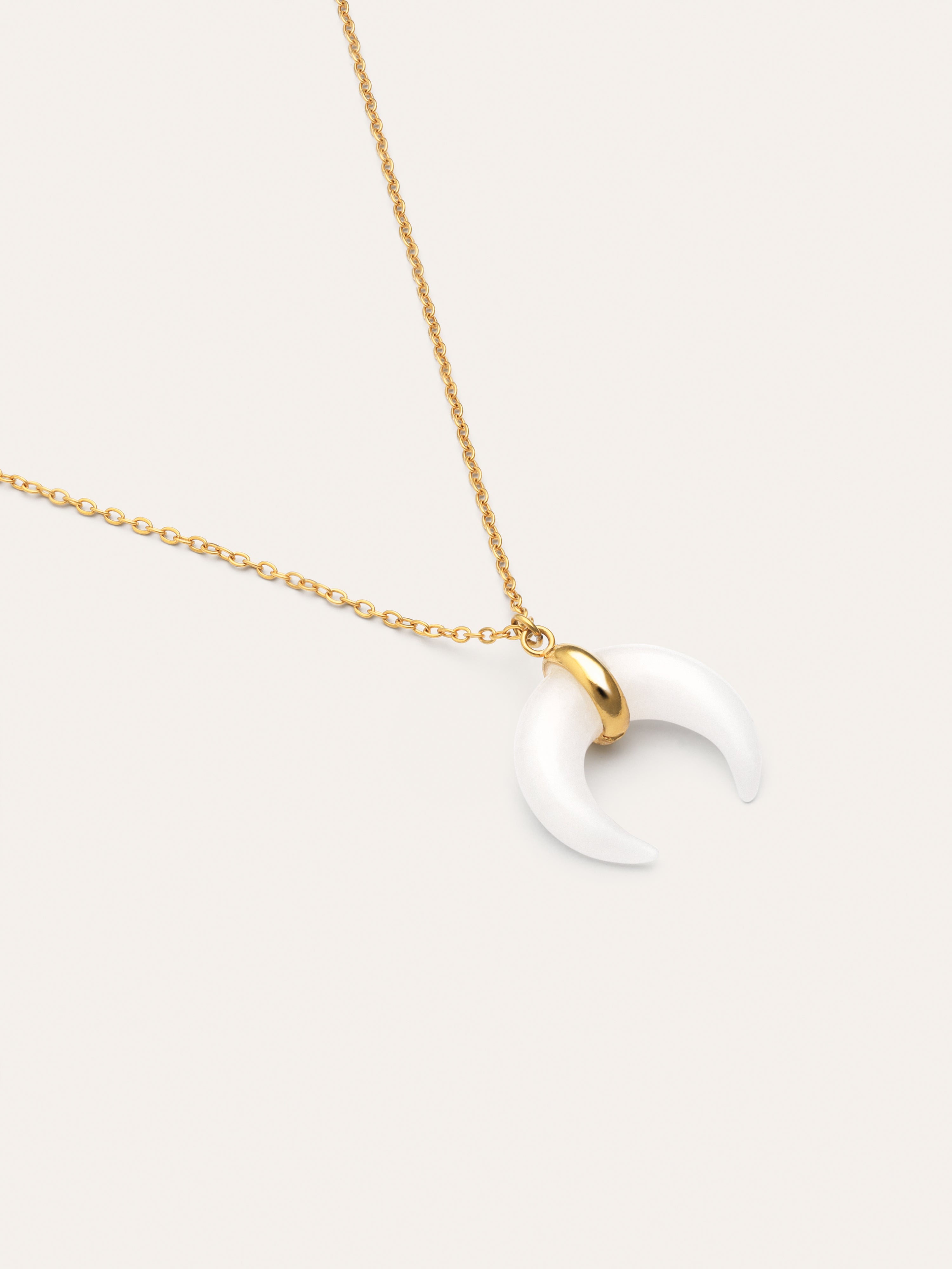 Collar Mini Moon Blanco Acero Baño Oro