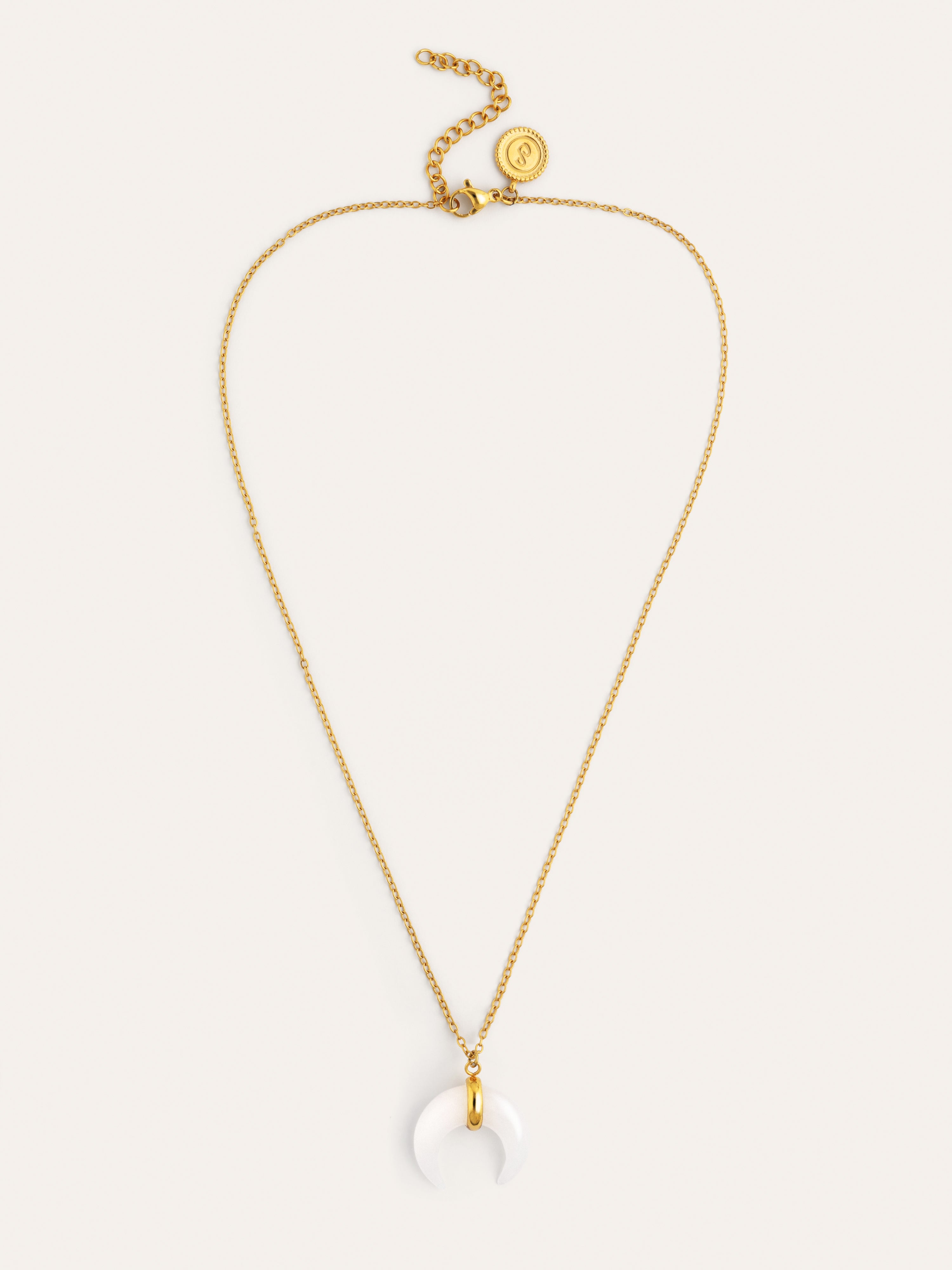 Collar Mini Moon Blanco Acero Baño Oro