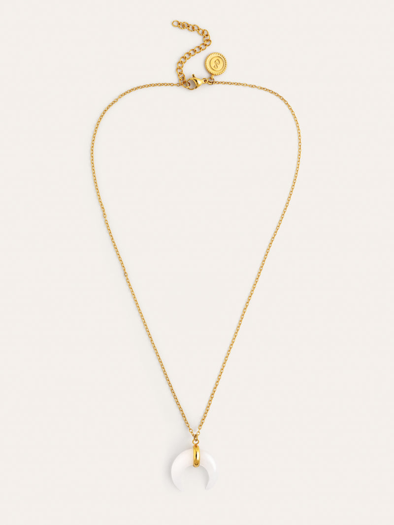 Collar Mini Moon Blanco Acero Baño Oro