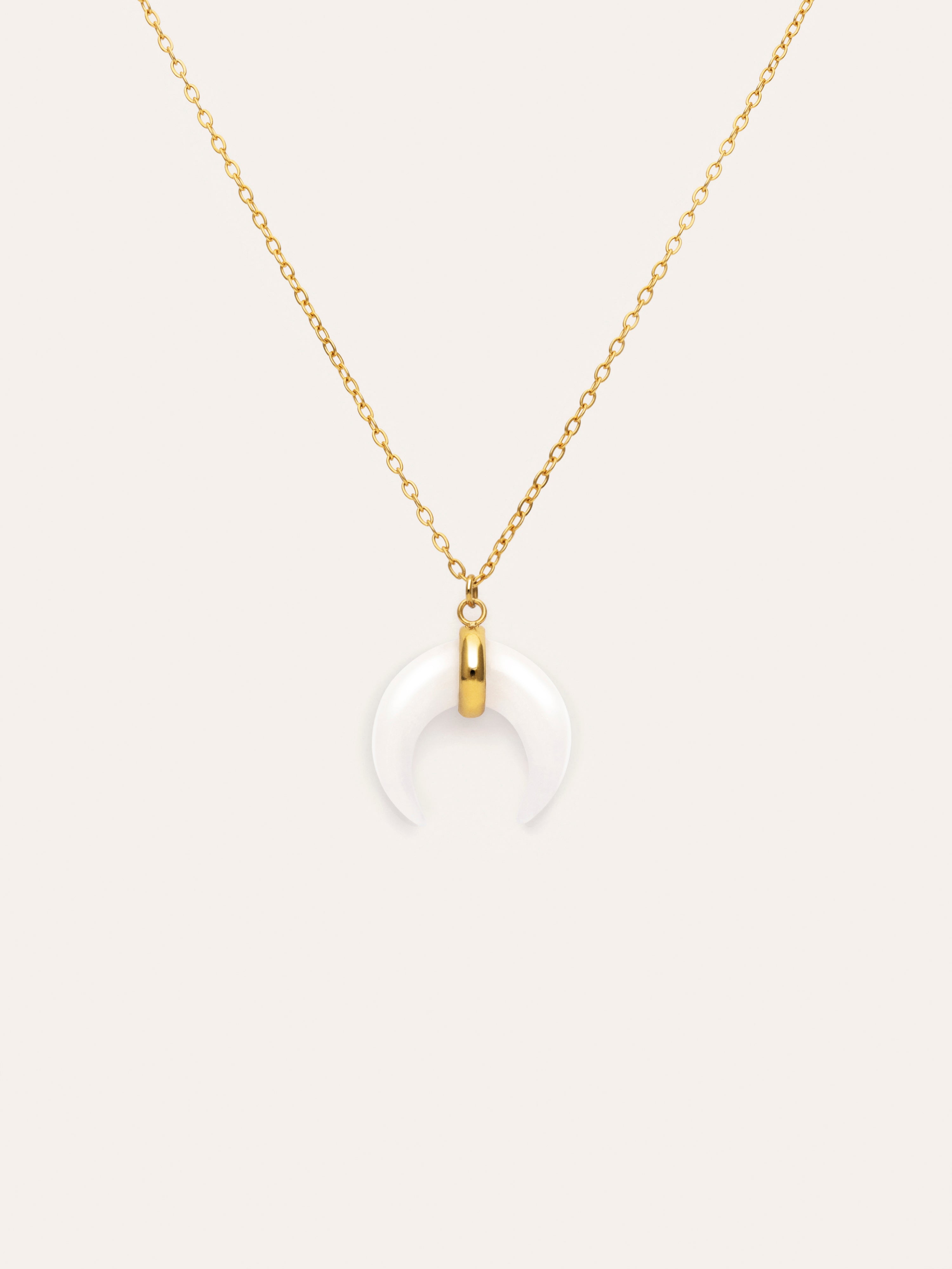 Collar Mini Moon Blanco Acero Baño Oro