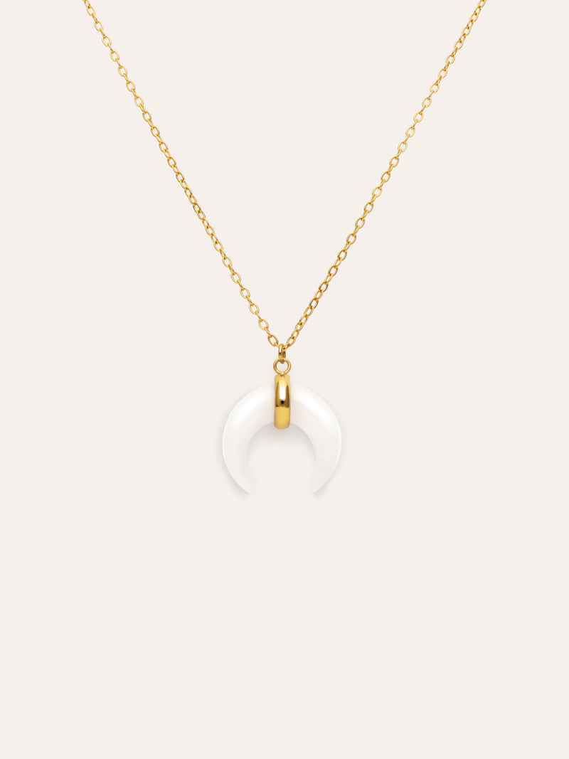 Collar Mini Moon Blanco Acero Baño Oro