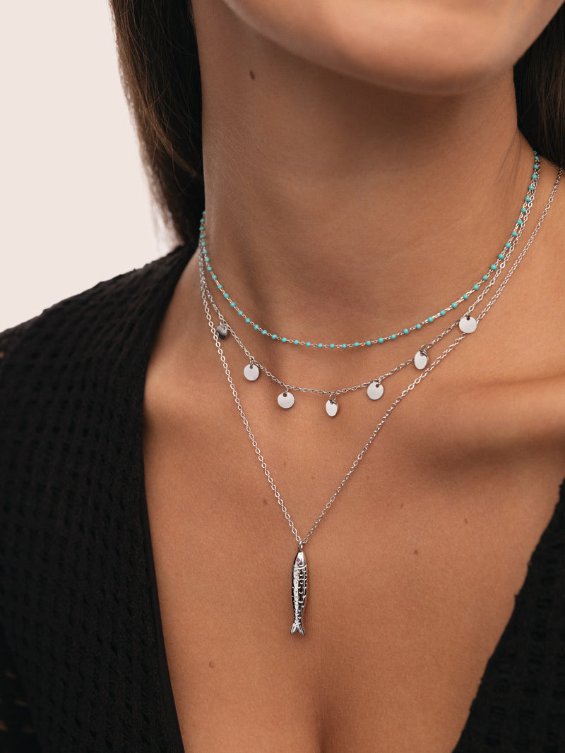 Dots Turquoise Enamel Silver