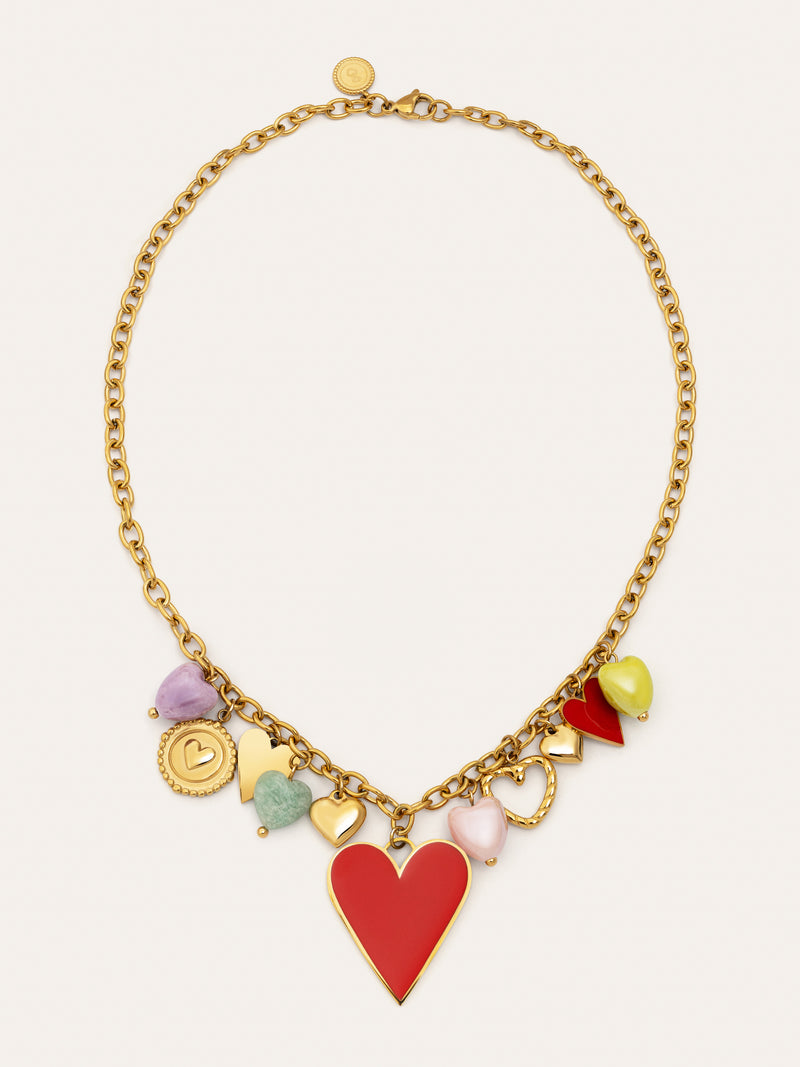 Multicharms Hearts Gold Necklace
