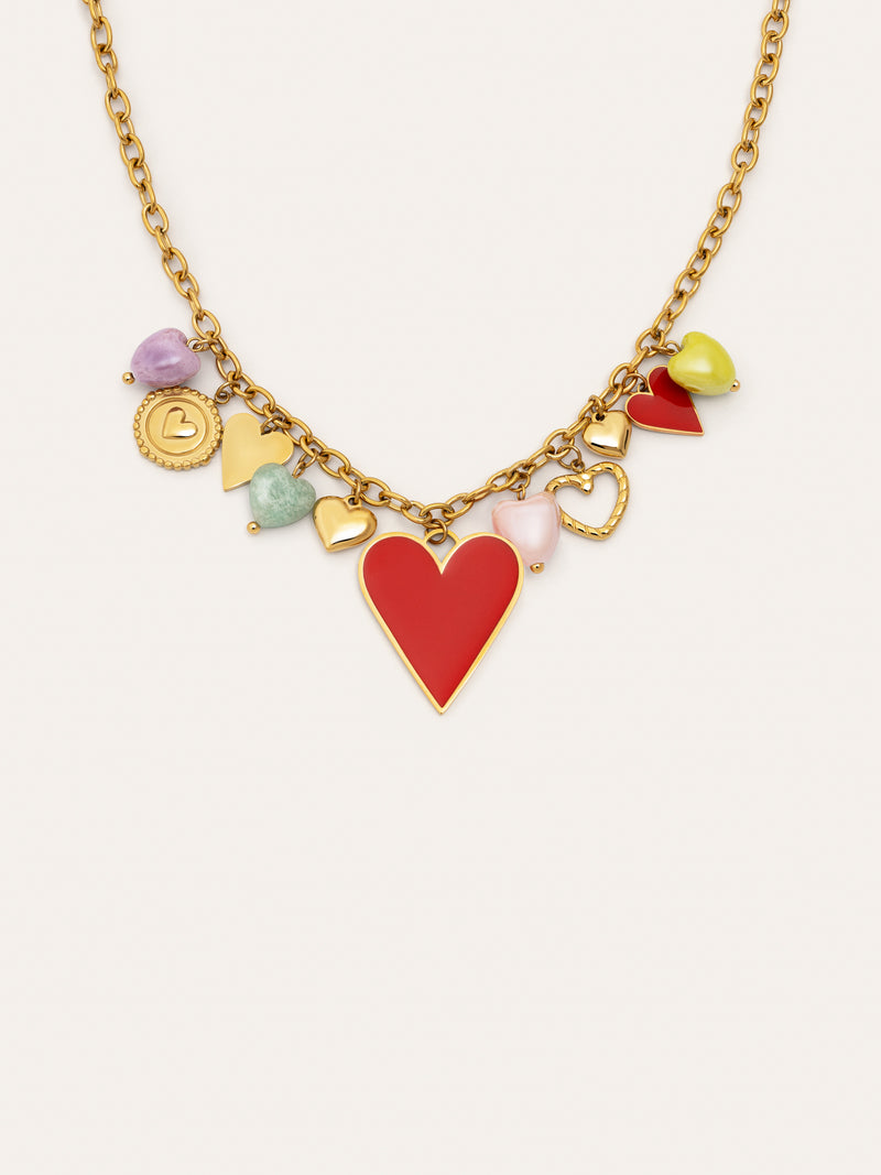 Multicharms Hearts Gold Necklace