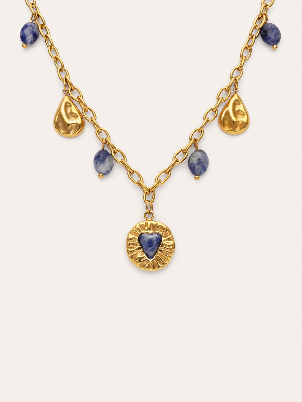 Collana Multicharms Denim Cianite in Acciaio Placcato in Oro