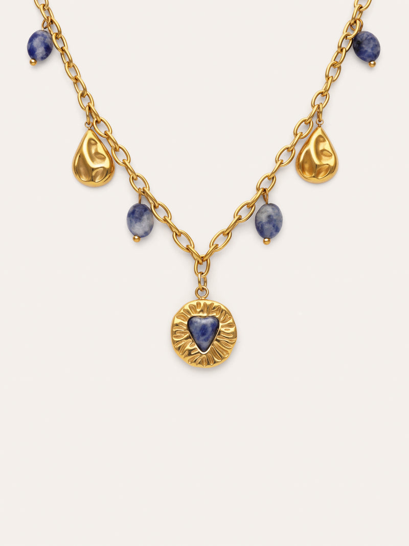 Collana Multicharms Denim Cianite in Acciaio Placcato in Oro