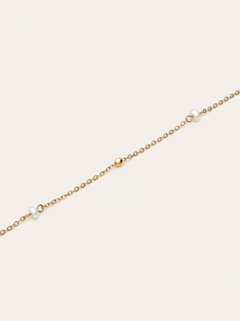 Pearl Dots Stainless Steel Gold Necklace