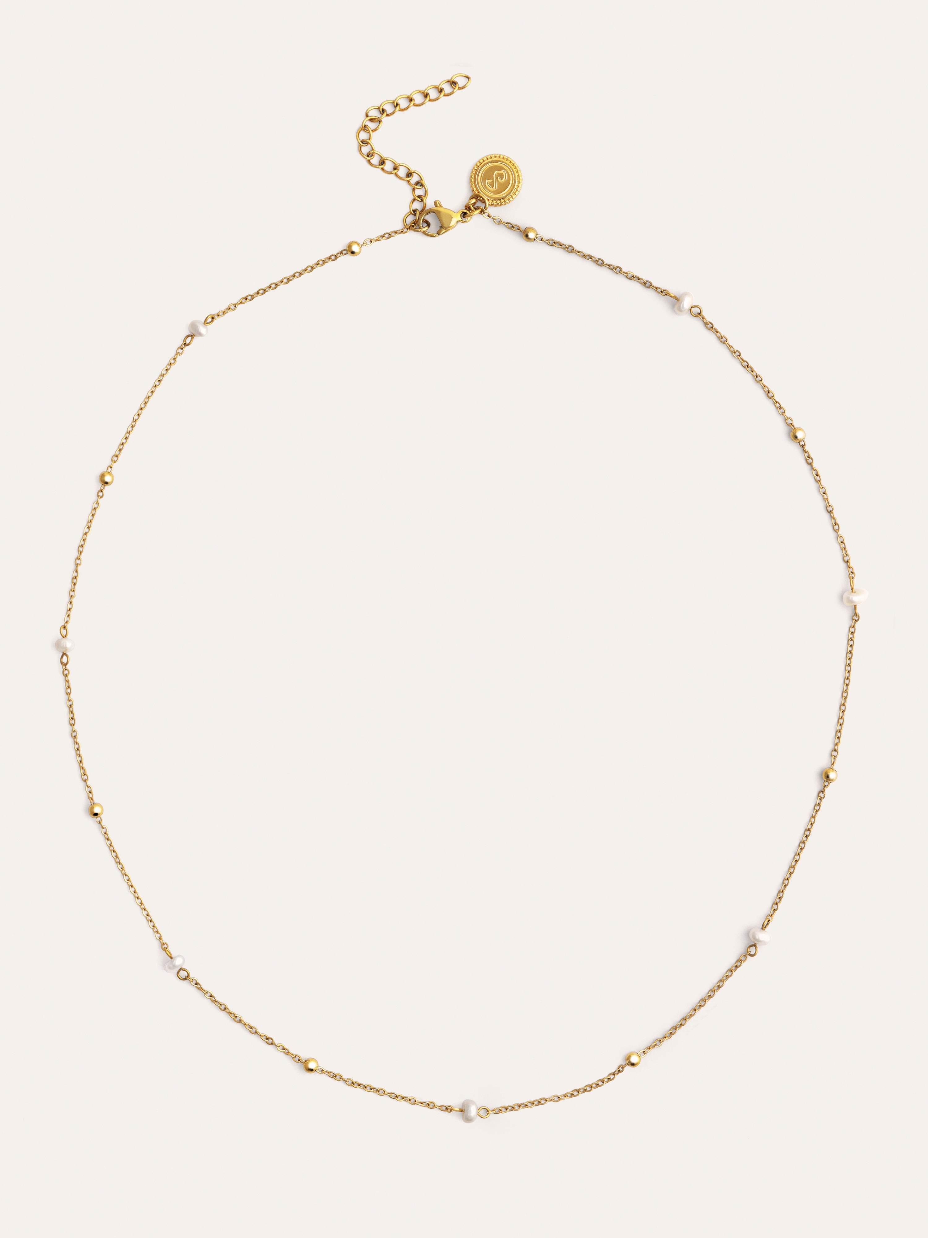 Pearl Dots Stainless Steel Gold Necklace