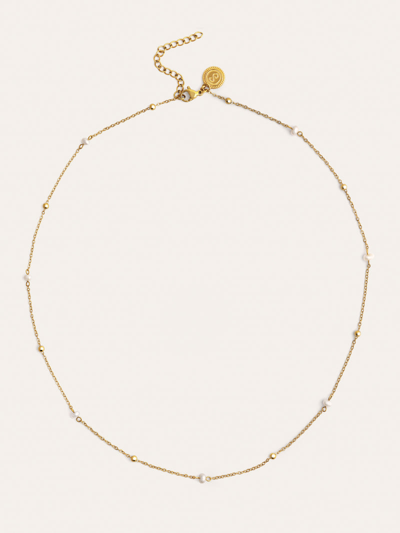 Pearl Dots Stainless Steel Gold Necklace