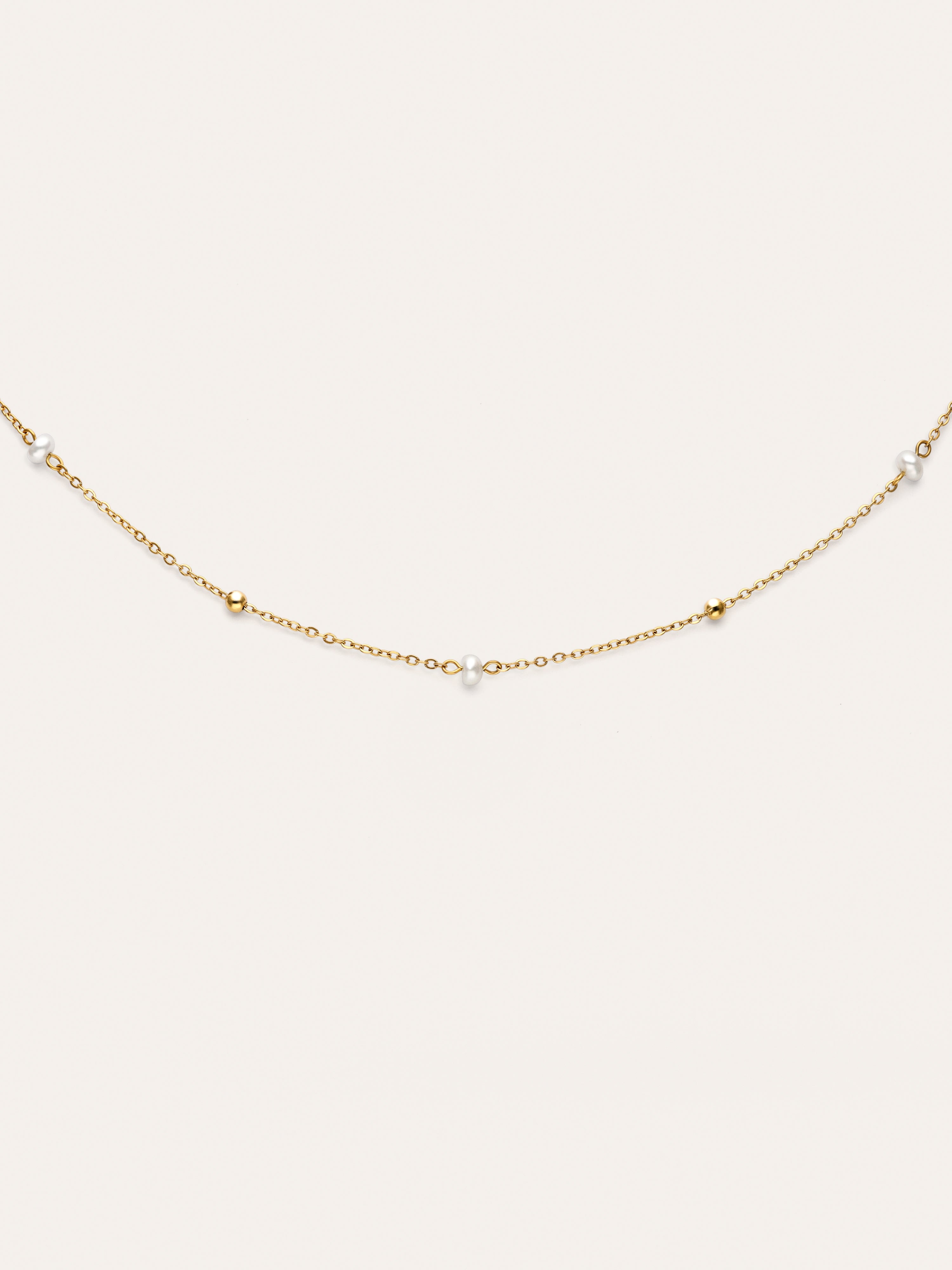 Pearl Dots Stainless Steel Gold Necklace