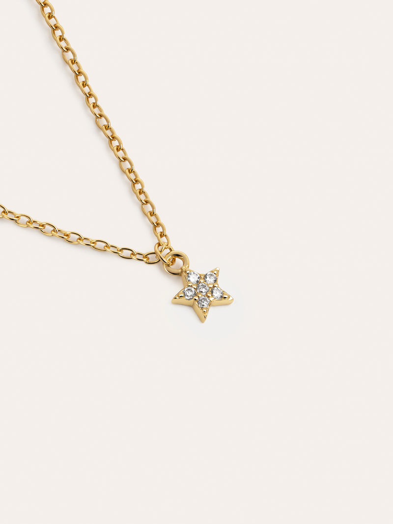 Colar Polaris Star Prata Banho Ouro