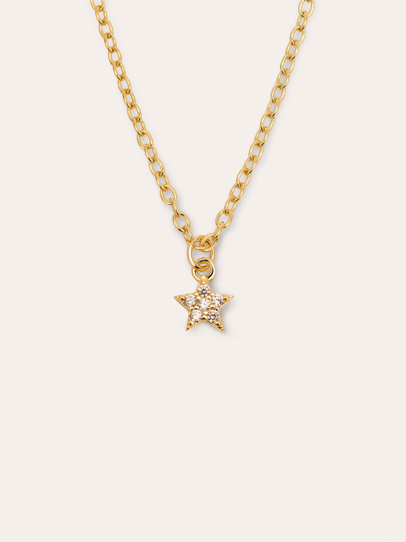 Colar Polaris Star Prata Banho Ouro