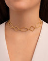 Choker Rhomb & Oval Acero Baño Oro