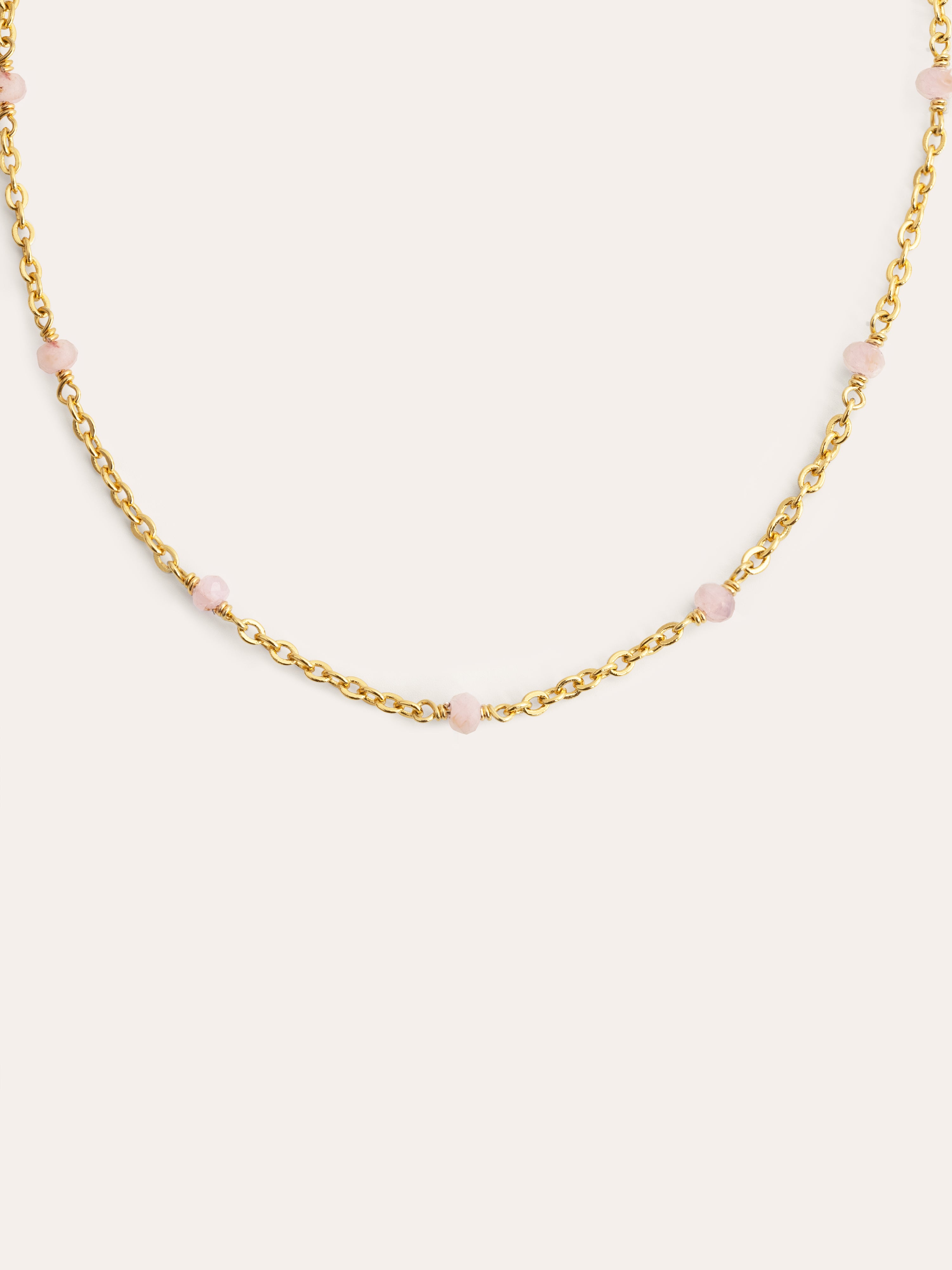 Collar Altea Dots Rose Quartz Baño Oro