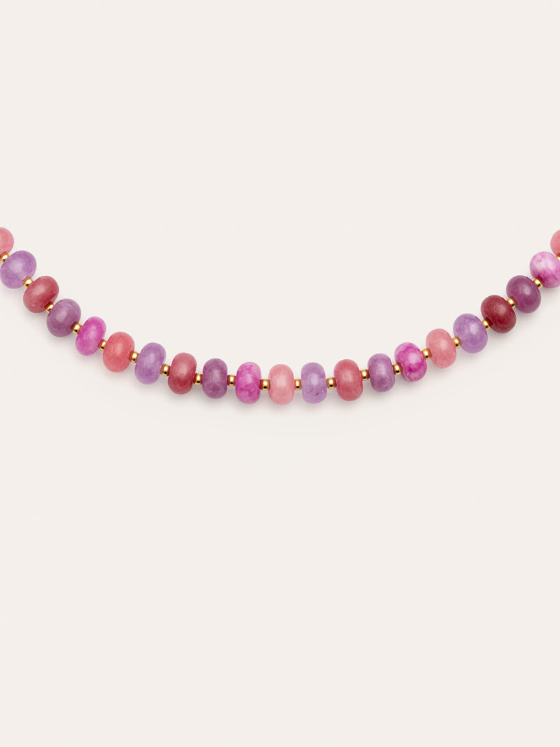 Rosé Stones Stainless Steel Gold Necklace 