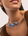 Choker Shelly Blue Acero Baño Oro