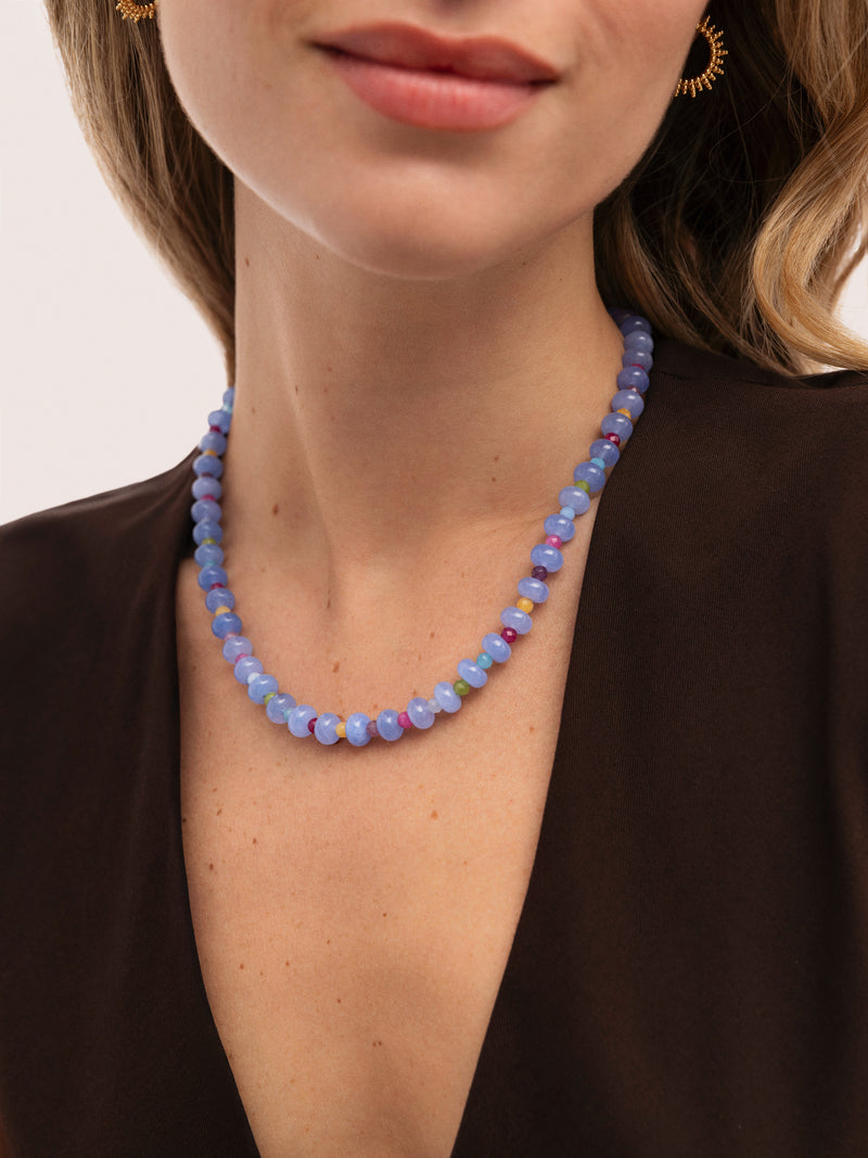 Skycolor Stones Stainless Steel Gold Necklace