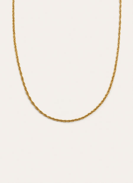 Collar Spinning Rope Chain Acero Baño Oro