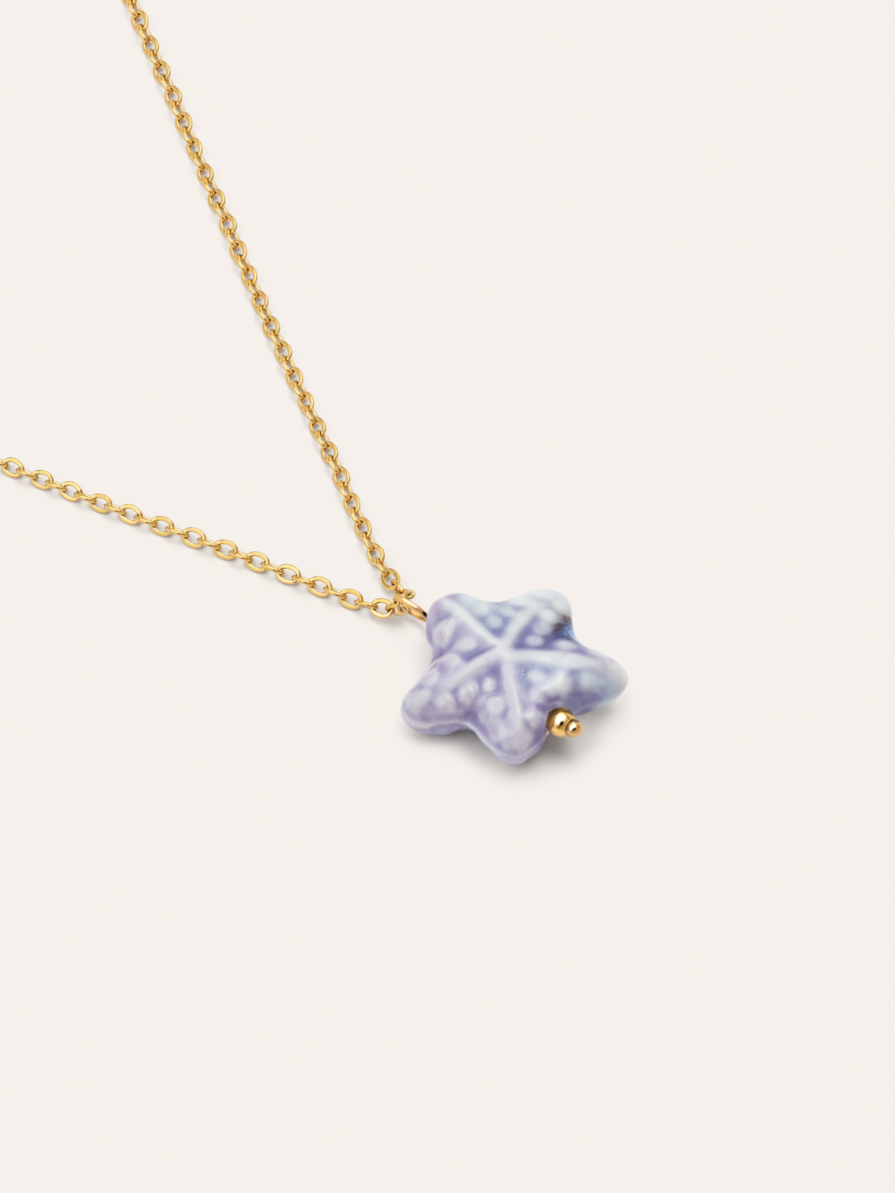 Starfish Blue Stainless Steel Gold Necklace