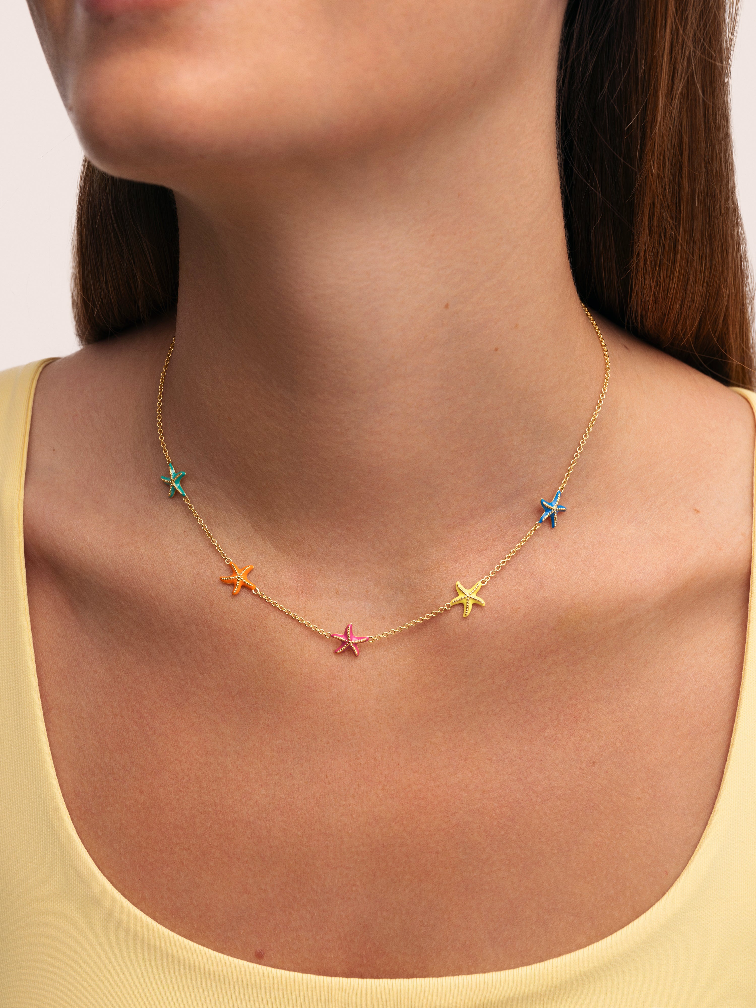 Starfish Enamel Colors Gold Necklace