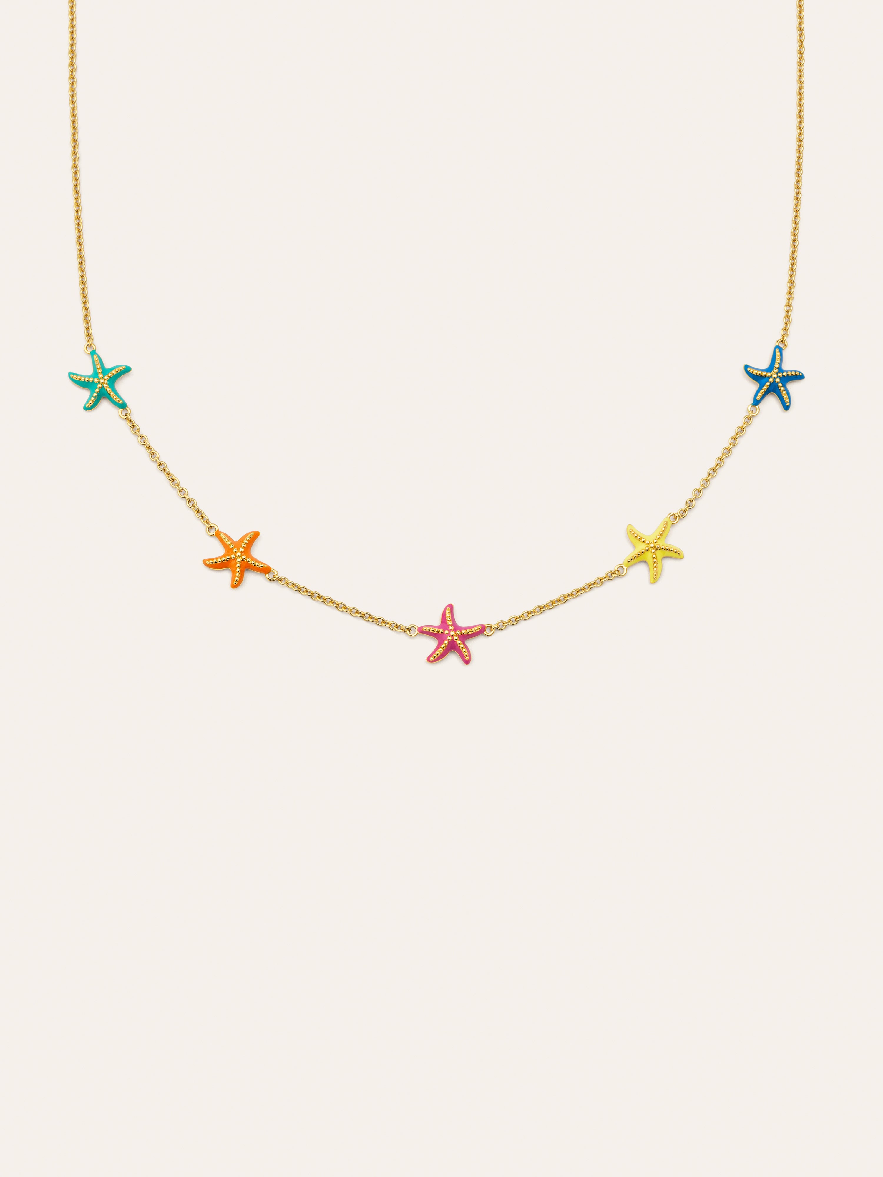 Starfish Enamel Colors Gold Necklace