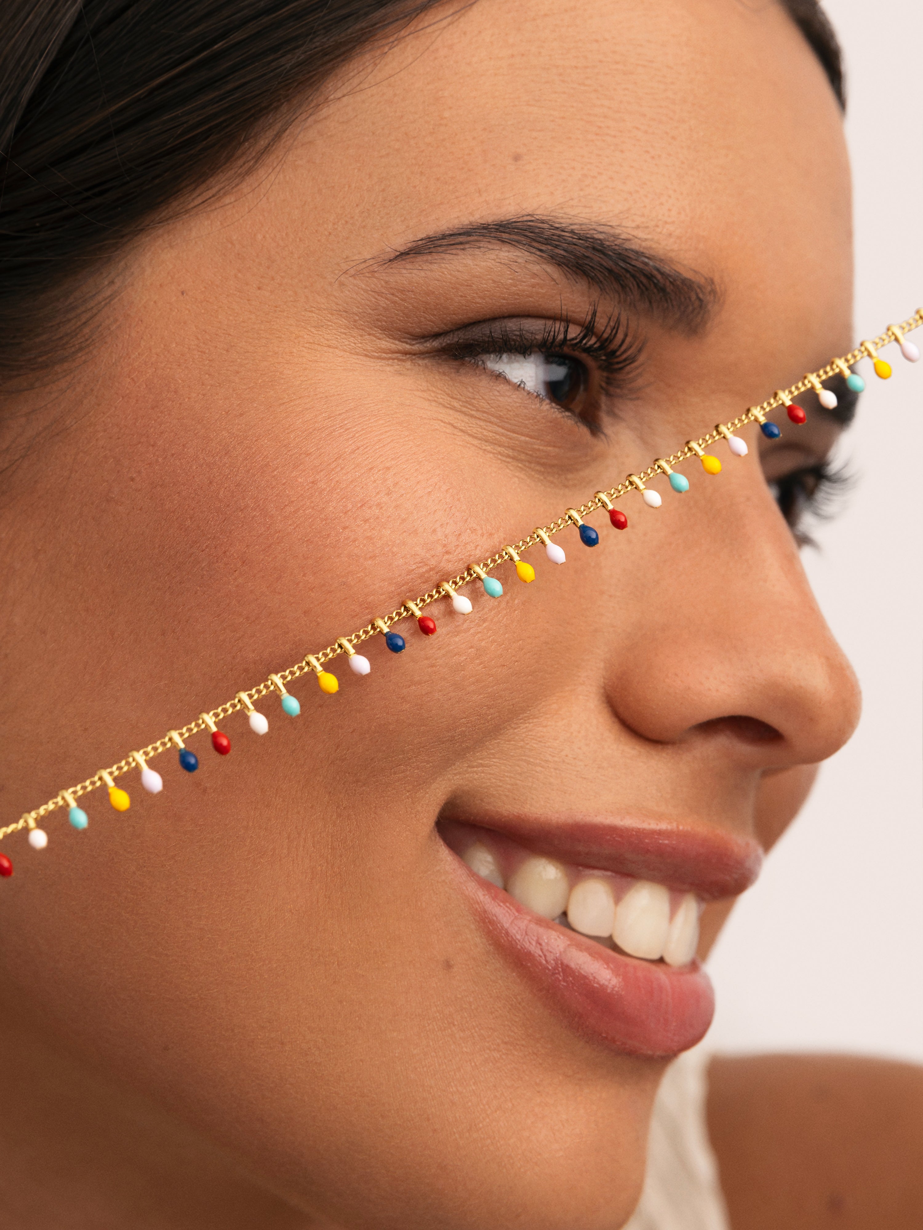 Swing Dots Colors Enamel Gold Necklace
