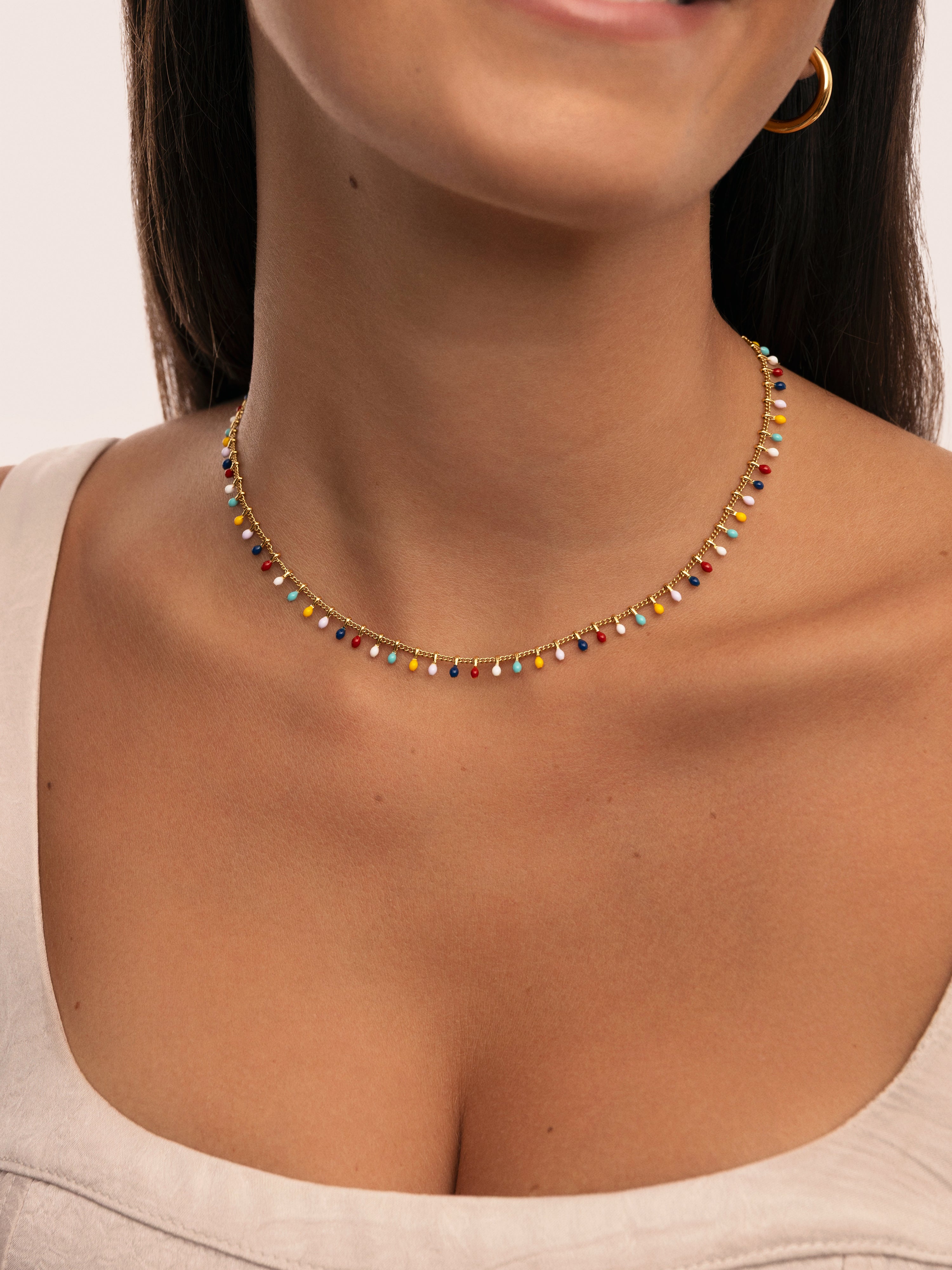 Swing Dots Colors Enamel Gold Necklace