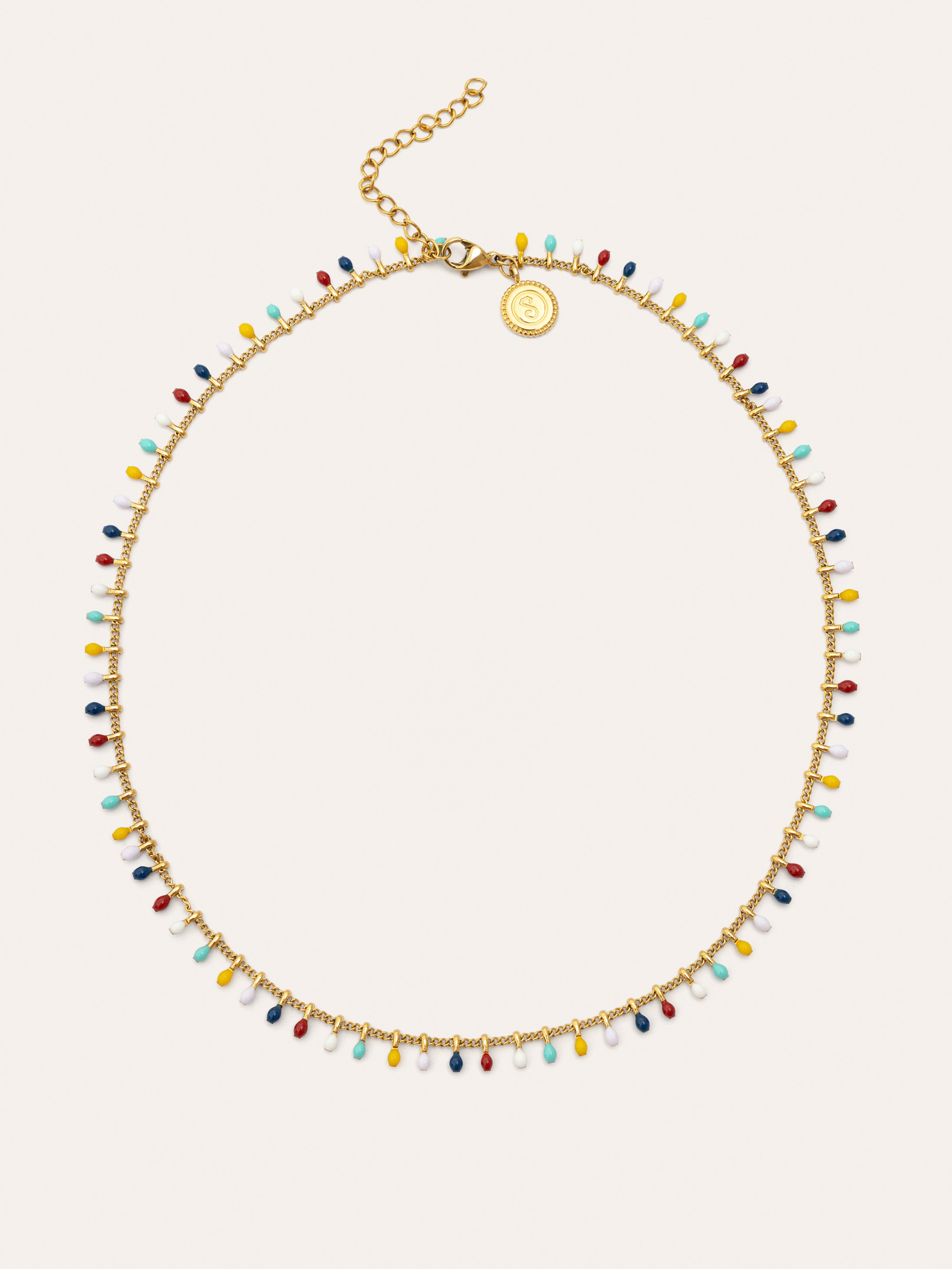 Swing Dots Colors Enamel Gold Necklace