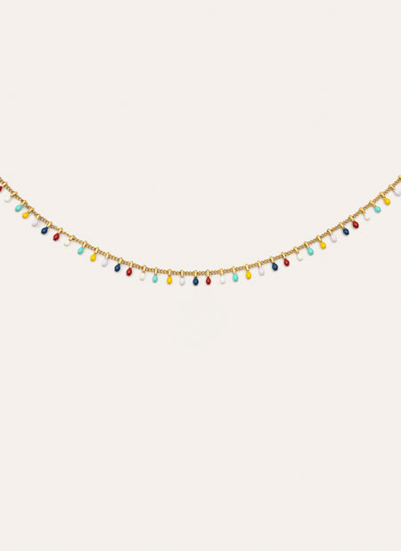Swing Dots Colors Enamel Gold Necklace