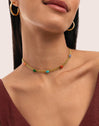Tape Stones Stainless Steel Gold Choker 