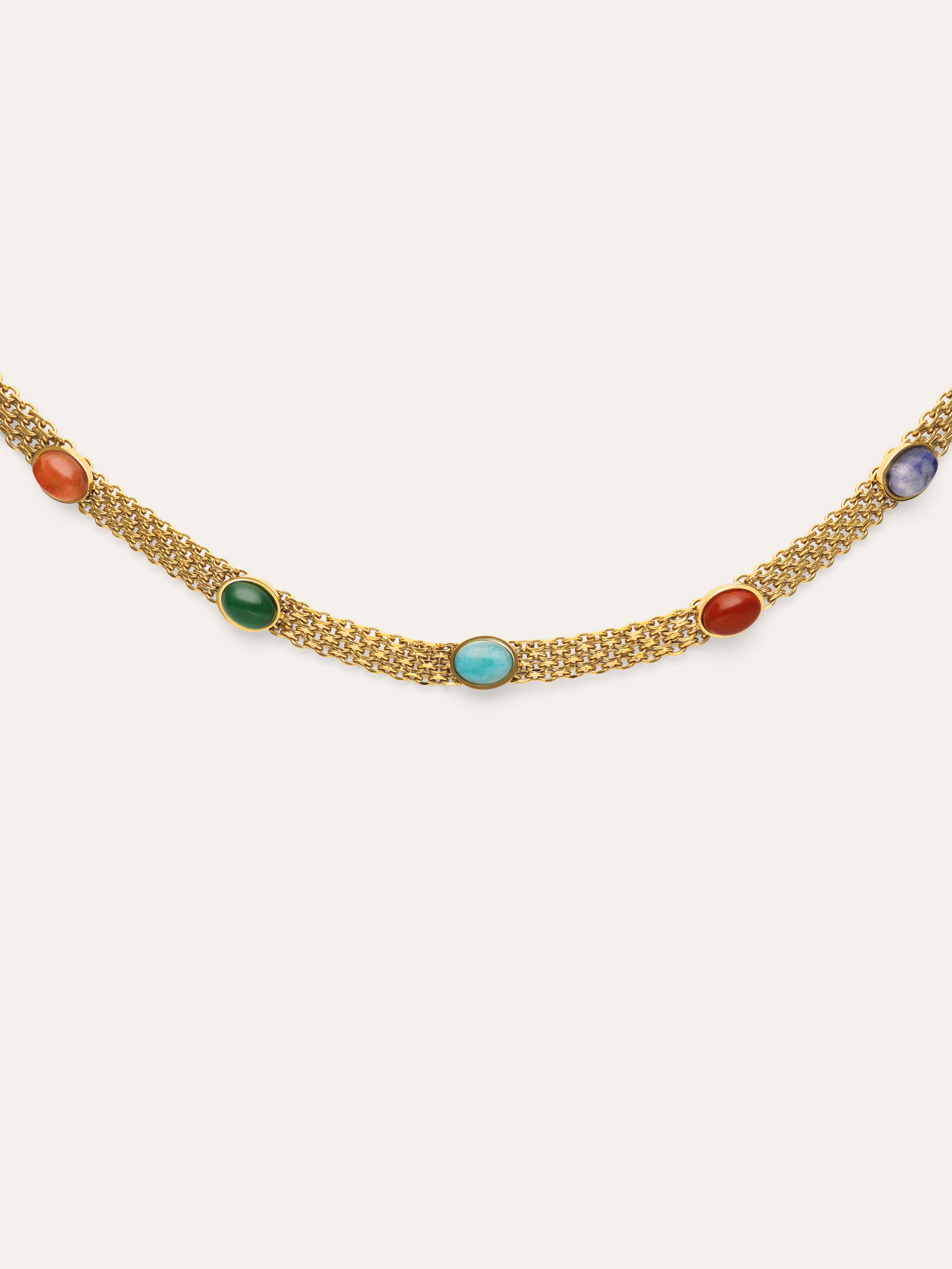 Tape Stones Stainless Steel Gold Choker 