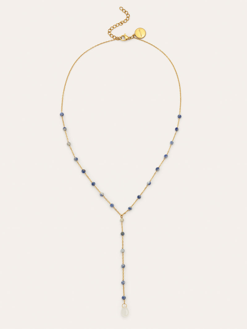 Y Cianita Stones Stainless Steel Gold Necklace