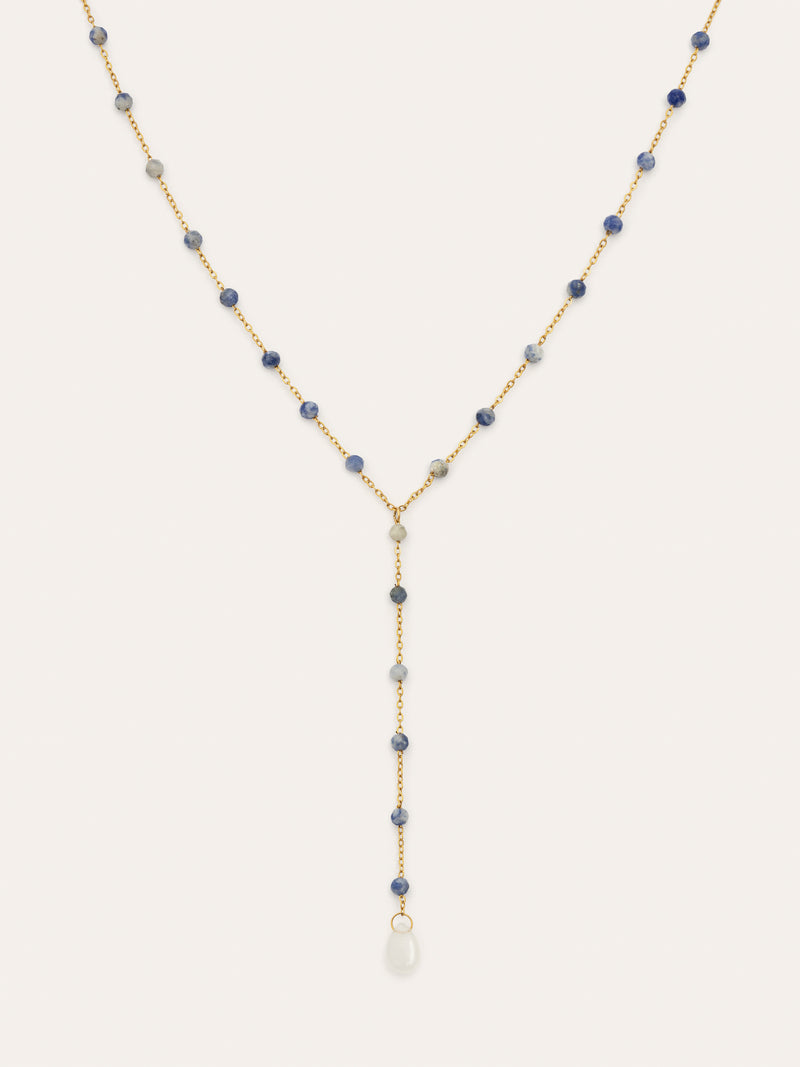 Y Cianita Stones Stainless Steel Gold Necklace