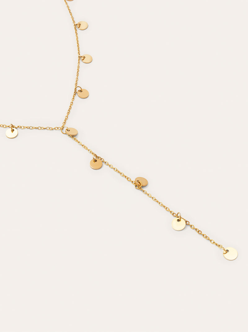 Y Mini Moon Stainless Steel Gold Necklace