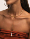 Y Pearl Stainless Steel Gold Choker 
