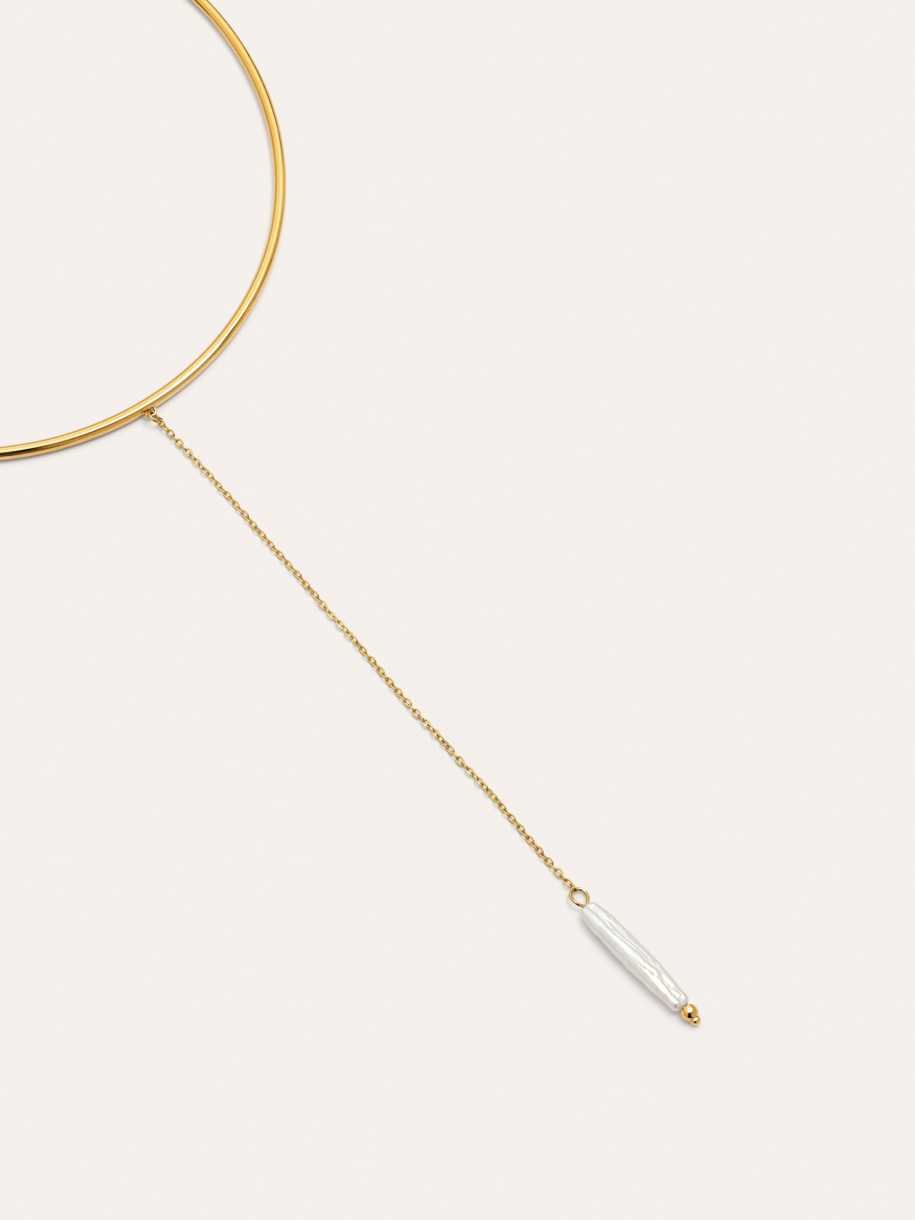 Y Pearl Stainless Steel Gold Choker 
