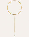 Y Pearl Stainless Steel Gold Choker 