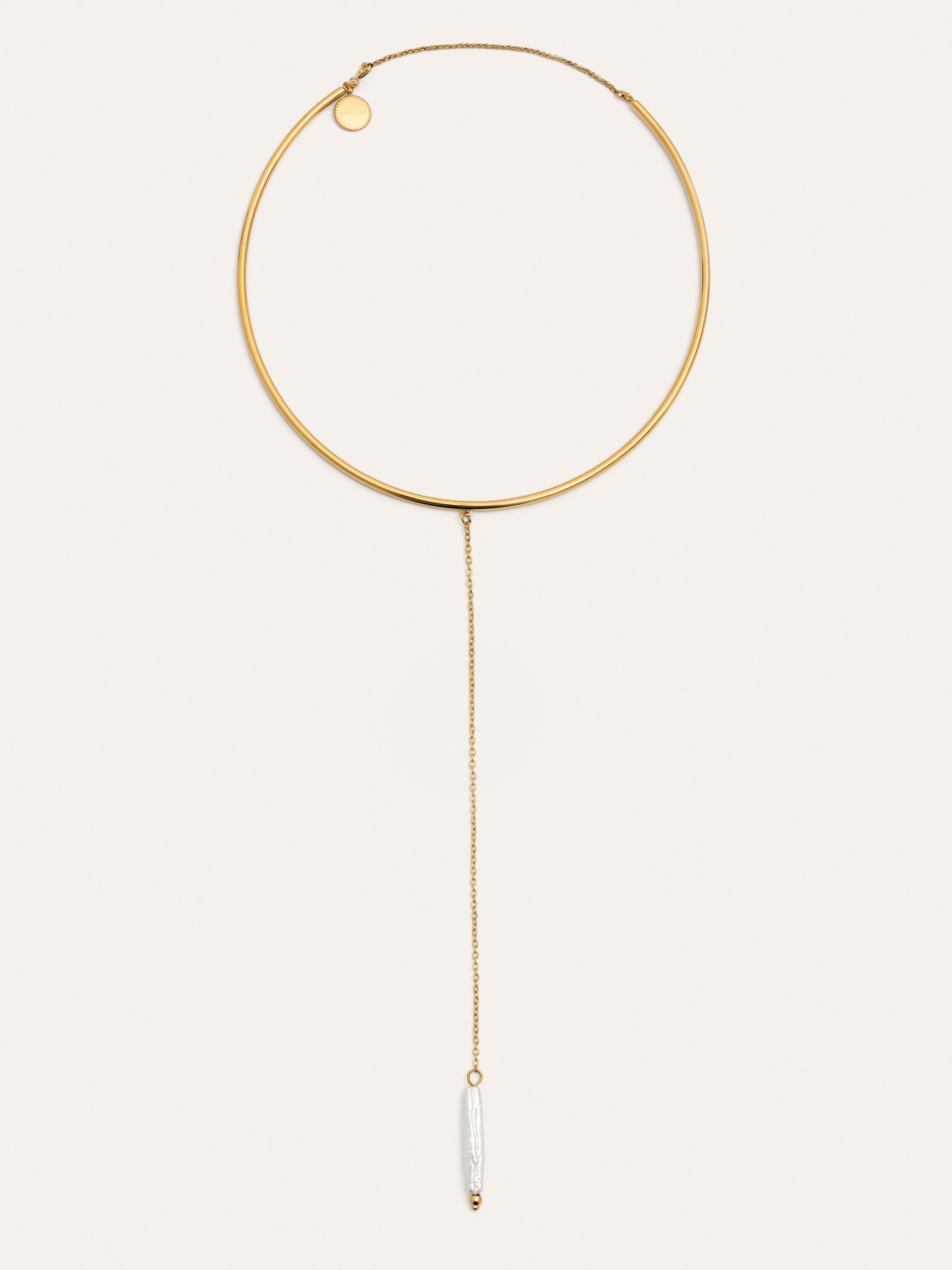 Y Pearl Stainless Steel Gold Choker 