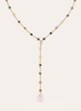 Y Tourmaline Stone Stainless Steel Gold Necklace