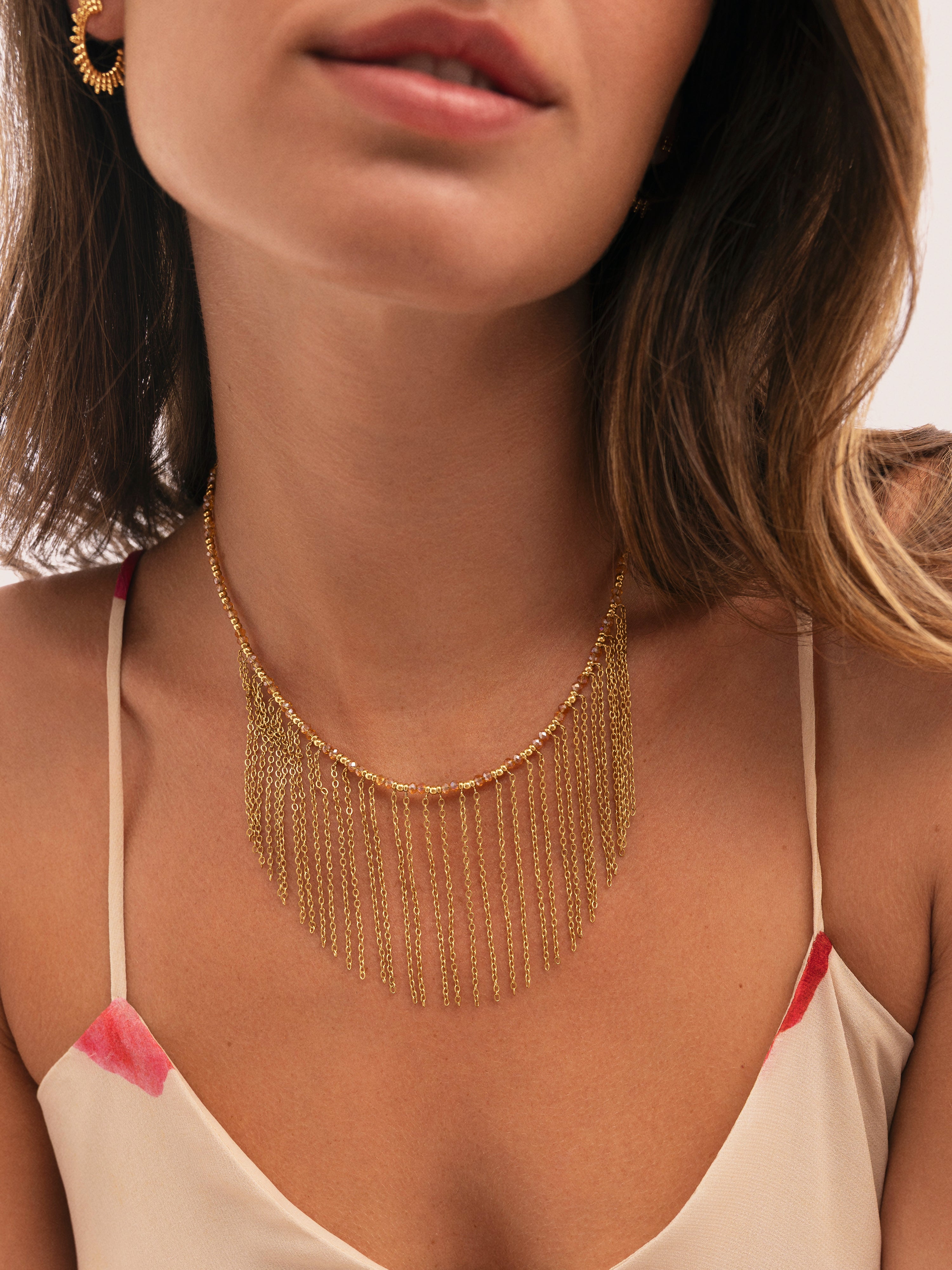 Collar Zafira Champagne Acero Baño Oro