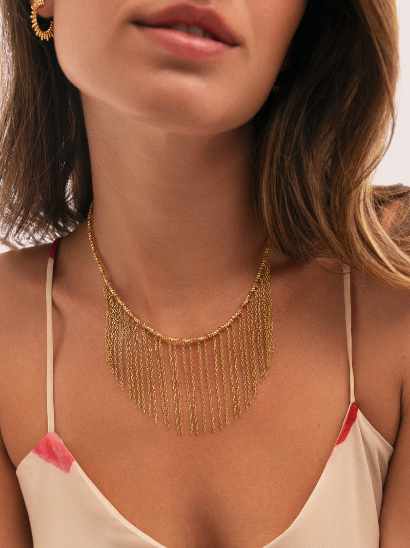 Collar Zafira Champagne Acero Baño Oro
