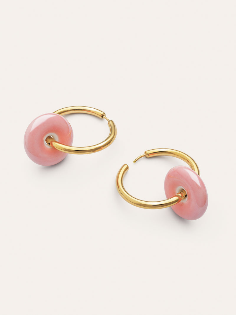 Pendientes Aro Carmen L Rosé Acero Baño Oro