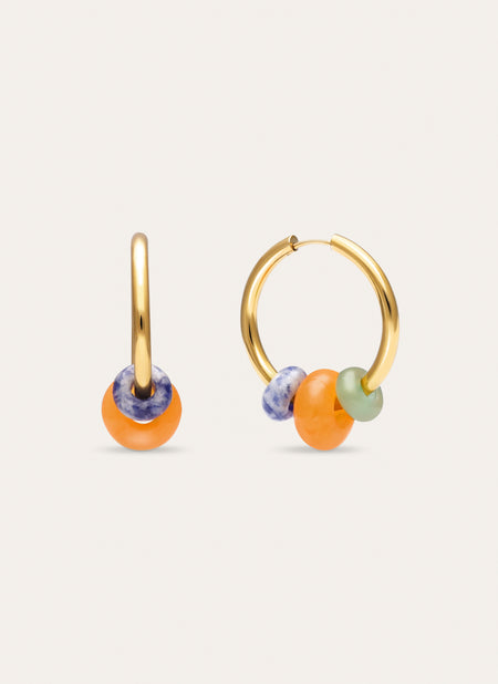 Carmen True Bomb Colors Stainless Steel Gold Hoop Earrings