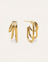 Pendientes Aro Claw Triple Acero Baño Oro