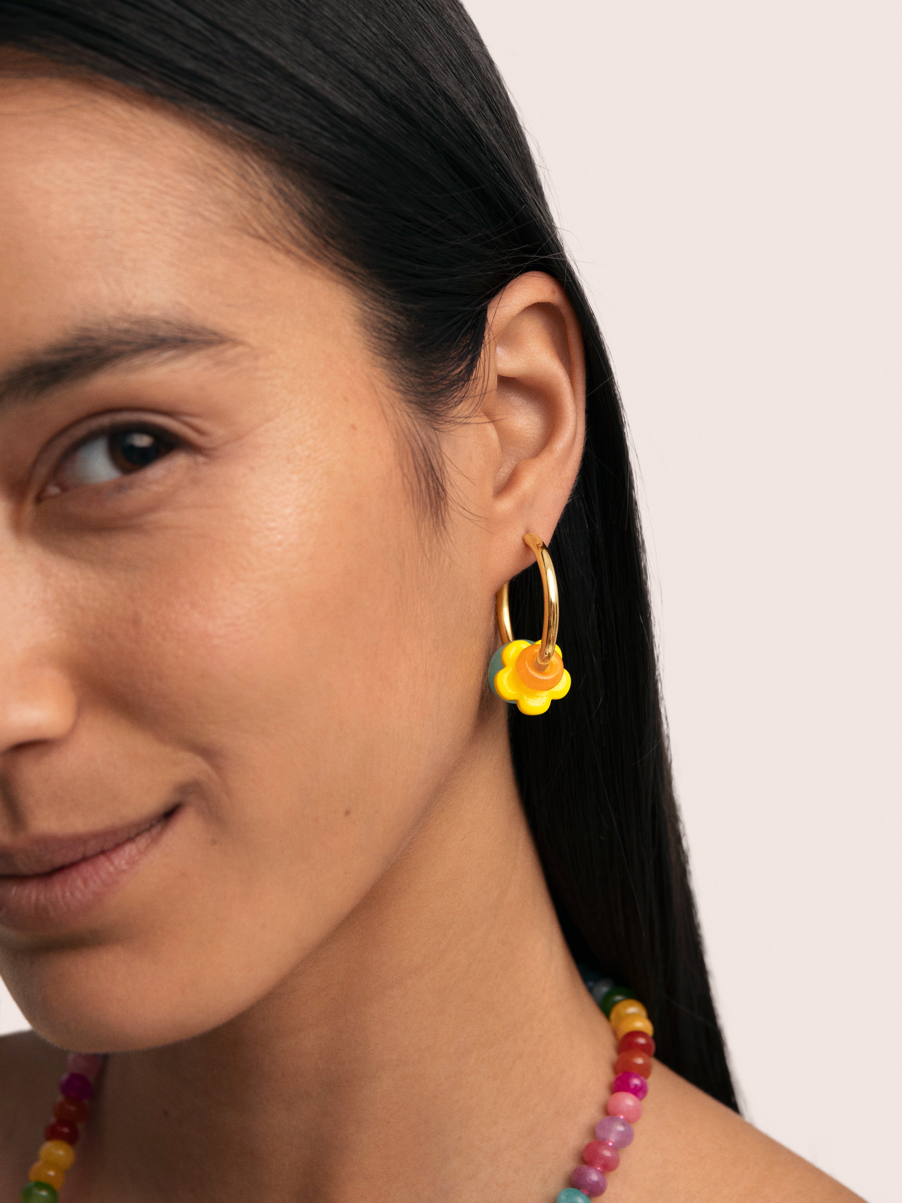 Carmen True Flower Colors Hoop Earrings 