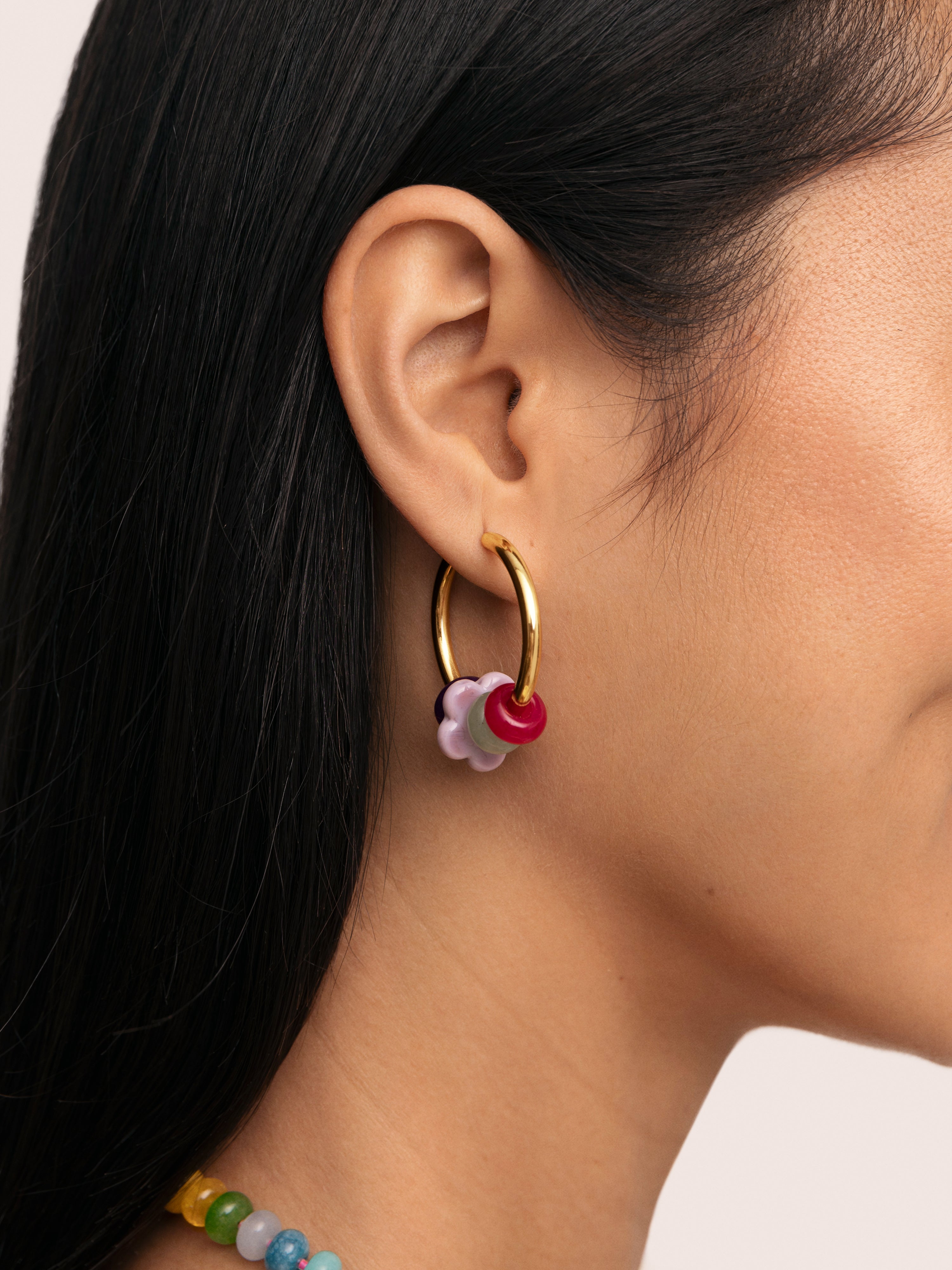 Carmen True Flower Colors Hoop Earrings 